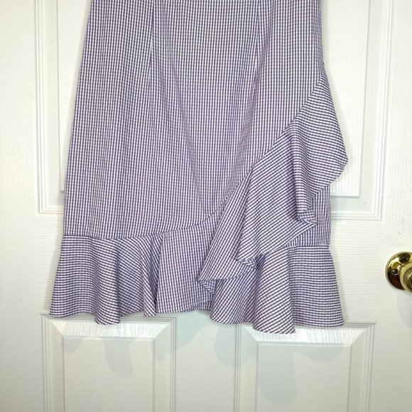 Donna Morgan for Anthropologie Lavender Gingham Flutter Dress 4 - Picture 8 of 13